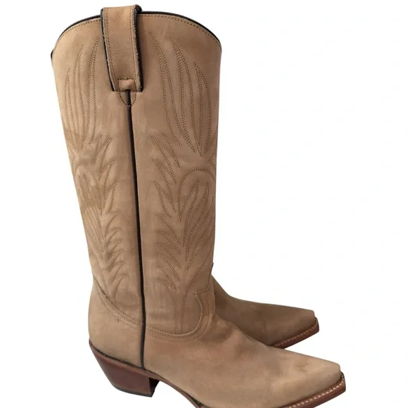 Steve Madden Lonestar Western Boot Size 7 Tan Leather cowboy Pointed Toe West - Picture 2 of 9